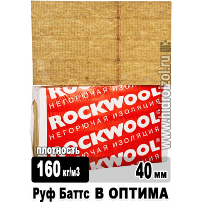 Утеплитель Rockwool Руф Баттс В Оптима 1000х600х40 мм 6 плит в упаковке