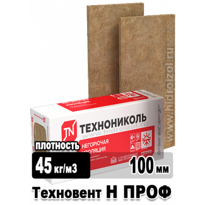 Утеплитель Техновент Н ПРОФ 1200х600х100 мм 6 плит в упаковке