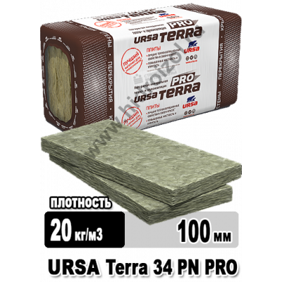 Утеплитель URSA Terra 34 PN PRO 1250х610х100 мм 12 плит в упаковке