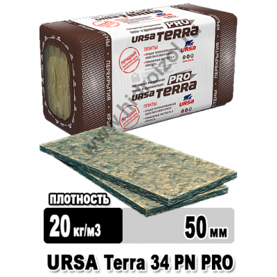 Утеплитель URSA Terra 34 PN PRO 1250х610х50 мм 24 плиты в упаковке